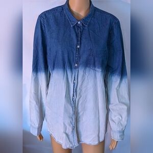 Pre-owned Old Navy multicolored blue long sleeve button shirt, size xl, TH